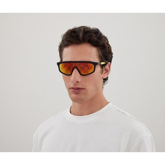 NEW Gucci GG1736S 004 Black Yellow Mirror GG Pattern Logo Women Sunglasses - Picture 9 of 9